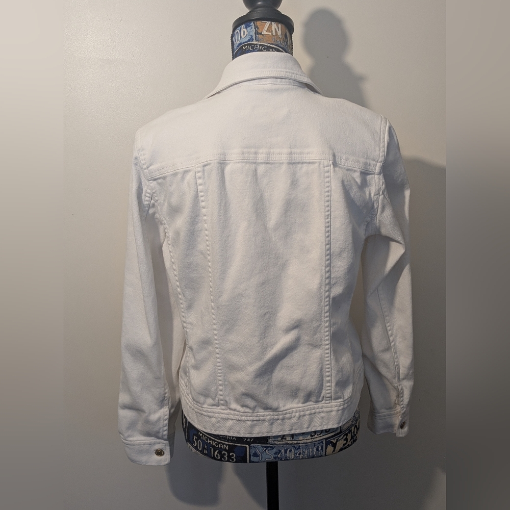 Ralph Lauren Zippered White Denim Jacket - Picture 2 of 8